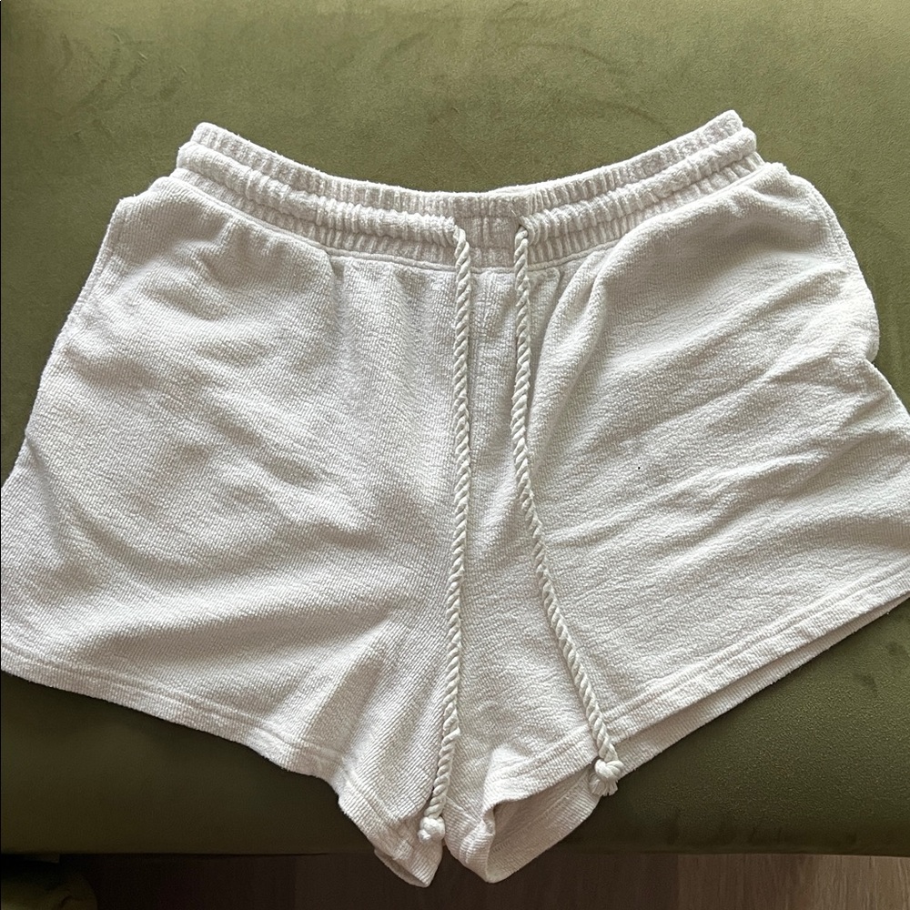 White/cream fleece shorts